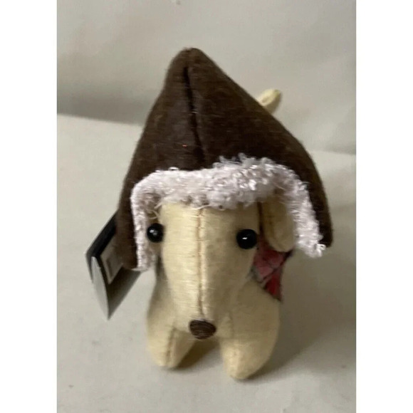 Dachshund Lab Dog Puppy Holiday Christmas Ornament Winter Hat Scarf Fabric NEW - Picture 2 of 4